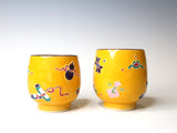 Teacup, Yellow Kouchi ware, Auspicious design