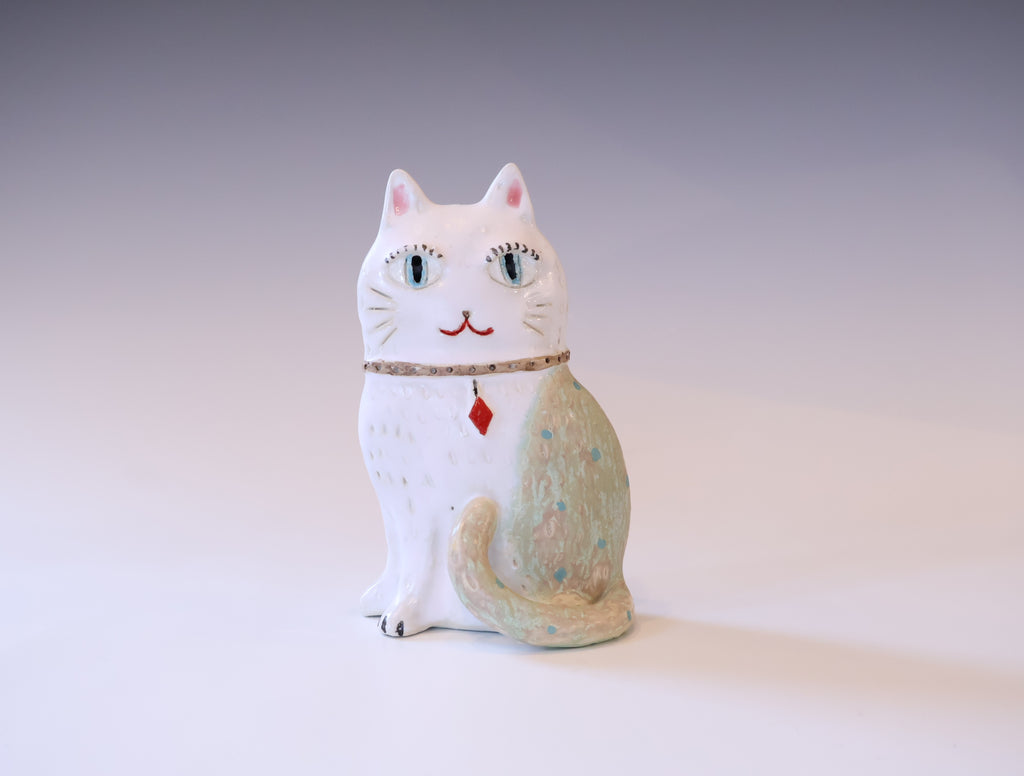 置物 ねこ（ミント）｜松見光玉｜京焼・清水焼のうつわ 東五六