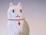 置物　ねこ（ミント）｜松見光玉