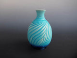 Sea blue glaze engraving tall foot vase