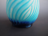 Sea blue glaze engraving tall foot vase